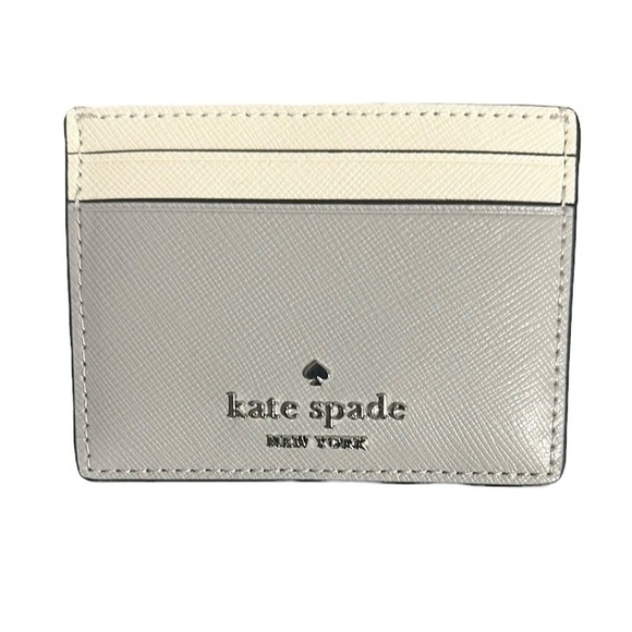 Kate Spade Two-Tone Card Holder in Gray and Cream - Picture 1 of 10